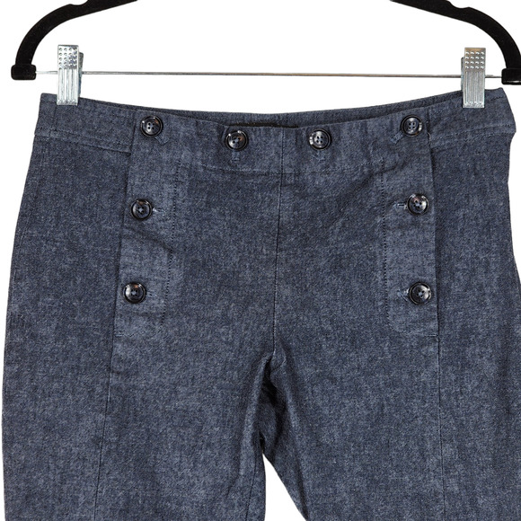 Banana Republic Sloan Fit Crop Pants sz 4 Women Muted Blue Buttons 30x26 Stretch - Picture 2 of 9